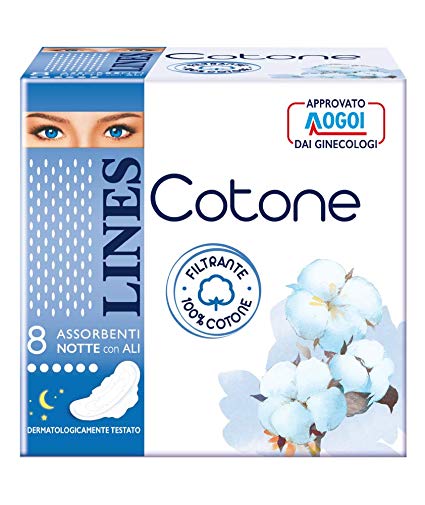 absorbent lines cotton ultra night x8